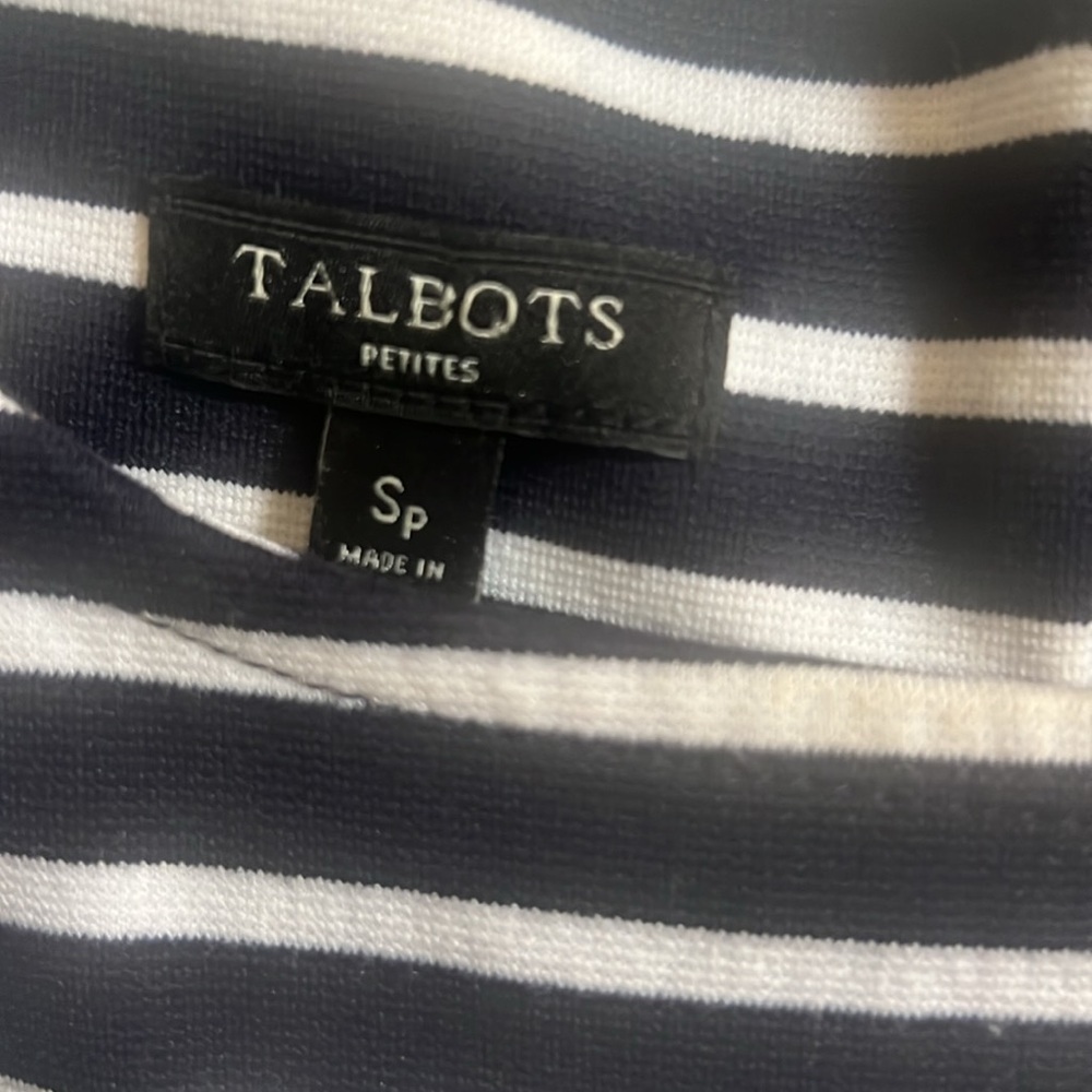 Talbots navy and white stripe dress Size PS - Picture 2 of 3